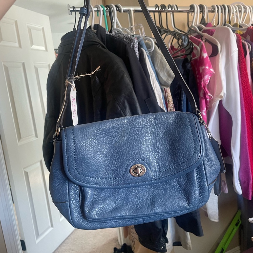 Blue Leather Shoulder Bag
